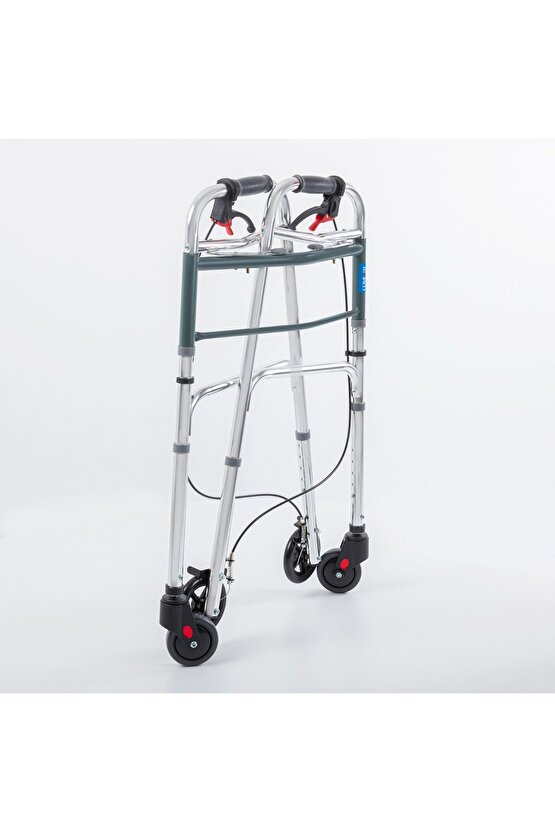 Kf8220l-5 Alüminyum 4 Tekerlekli Walker Yürüteç Büyük Tekerli Frenli Hasta Yürüteci Tekerli