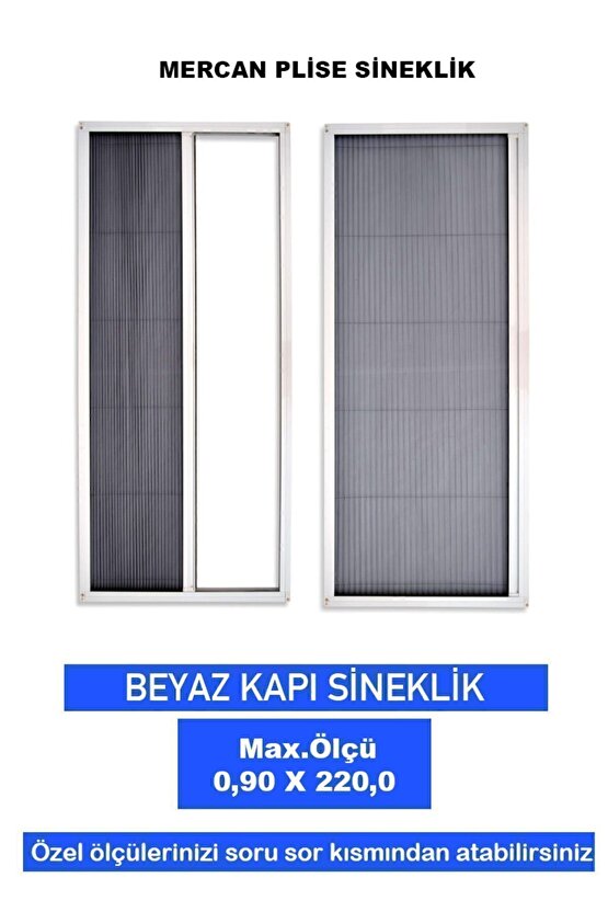 plise Akordiyon Sürgülü kapı Pencere Sineklikleri En-0.90 Boy-220.0