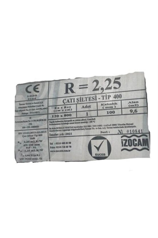 Cam Yünü Çatı Şiltesi 10 Cm Kalınlıkta 9,6 M2