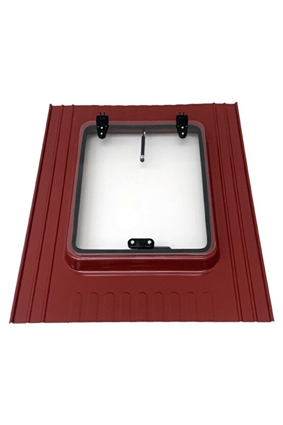 Büyük Boy 70x55 Kiremit Çatı Çıkış Kapağı 1 Amortisörlü Ral - 3009 Bordo
