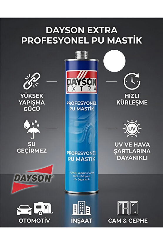 Extra Poliüretan Mastik Silikonize Yapıştırıcı Beyaz 280 ml – Güçlü ve %100 Su Geçirmez