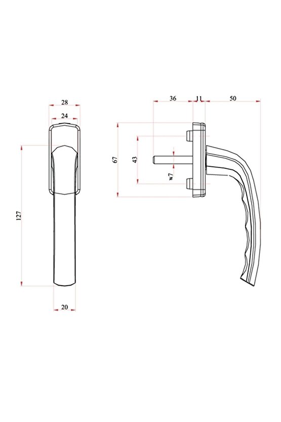 Pvc Pimapen Yüksek Kalite Alüminyum Pencere Kolu Beyaz (KIRILMAZ - TÜM TİPLER IÇİN)