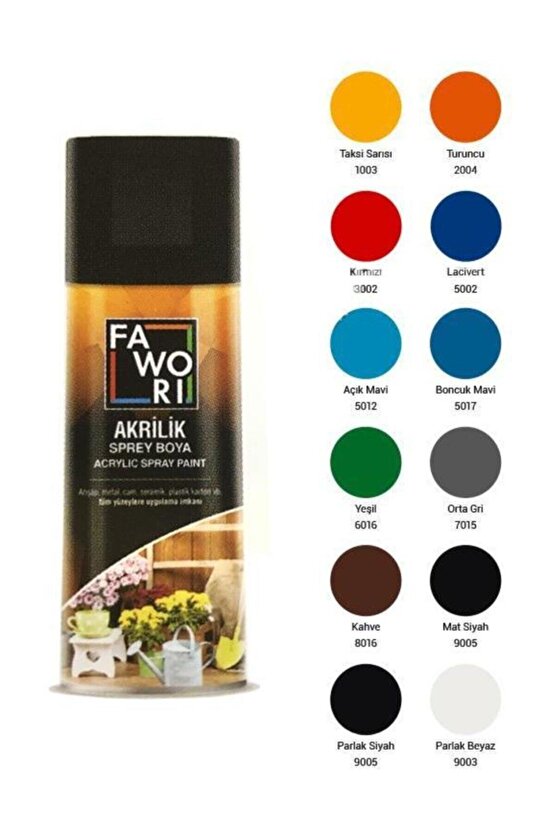 FAWORİ AKRİLİK SPREY BOYA MAT SİYAH (ral 9005)