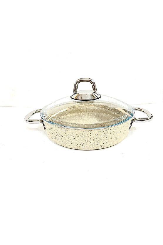 Çelik Kulplu Titanyum Granit Basık Karnıyarık Pilav Tenceresi 28 Cm