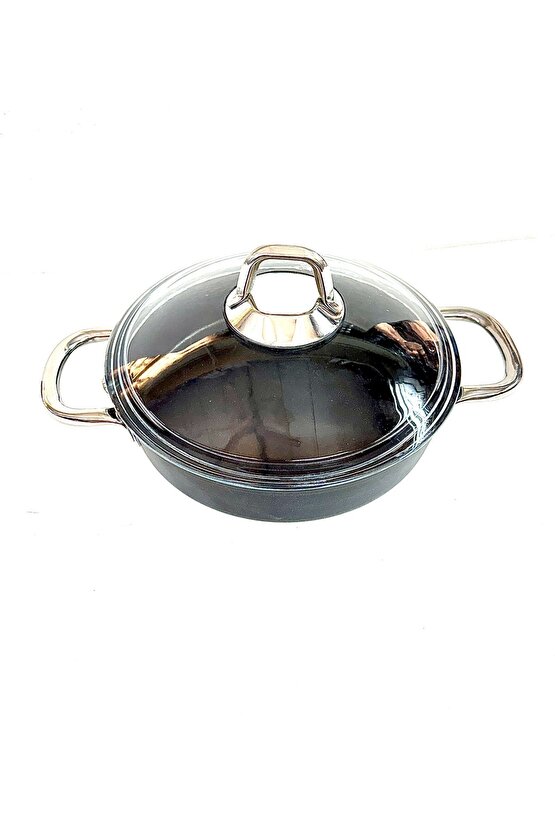 Çelik Kulplu Titanyum Granit Basık Karnıyarık Pilav Tenceresi 26 Cm