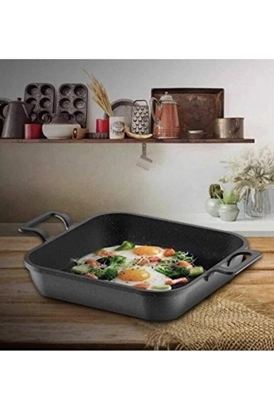 Kare Döküm Granit Yumurta Sahanı 22 Cm