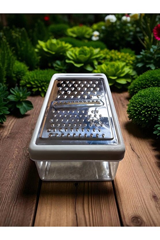 Paslanmaz Çelik Plastik Hazneli Beyaz Pratik El Rendesi (Dilimleyici)