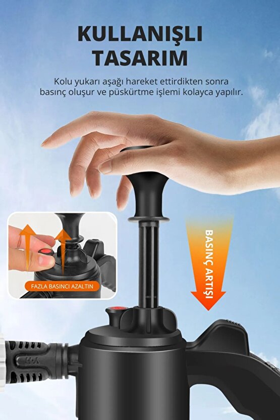 Basınçlı Çok Fonksiyonlu El Pompası, Köpük Püskürtme, Sıvı Püskürtme 2 Lt