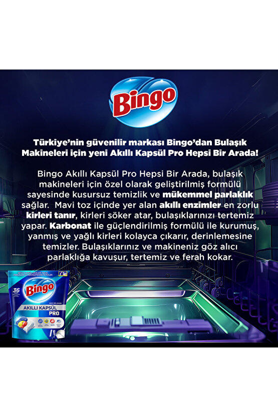 Akıllı Kapsül Pro Bulaşık Makinesi Deterjanı Tableti 36 Adet