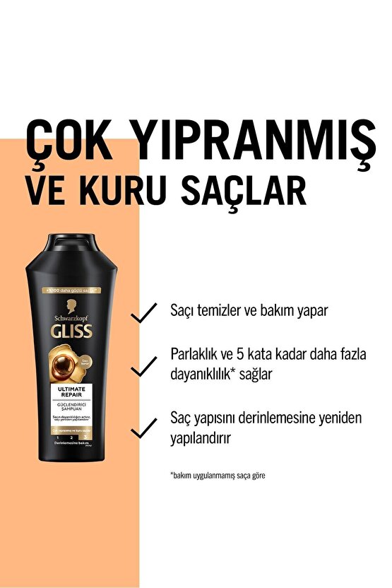 Ultimate Repair Keratin içeren Derinlemesine Güçlendirici Şampuan 400 ml Yıpranmış Kuru Saçlar