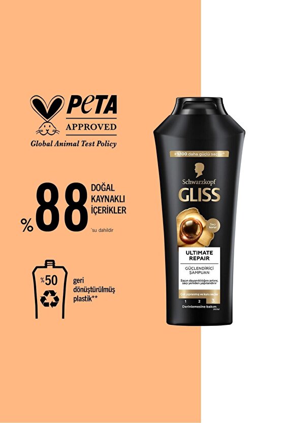 Ultimate Repair Keratin içeren Derinlemesine Güçlendirici Şampuan 400 ml Yıpranmış Kuru Saçlar