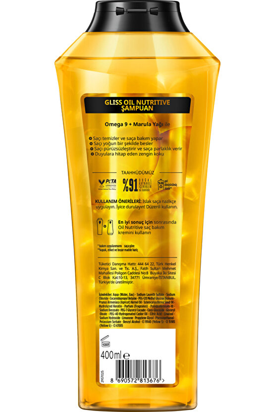 Oil Nutritive Besleyici Şampuan Yıpranmış Saçalar 400 ml