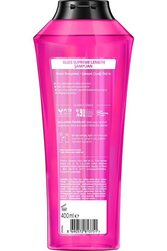 Supreme Length Koruyucui Şampuan Yağlı Köklü, Kuru Uçlu Saçalar 400 ml