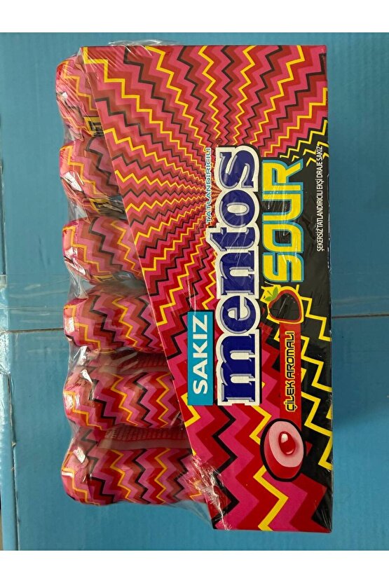 Sour Çilek Aromalı Şekersiz Tatlandırıcılı Ekşi Draje Sakız 6 Adet x 56 g