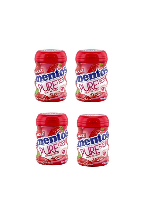 Pure Fresh Çilek Aromalı Şekersiz Draje Sakız 60 g x 4 Adet