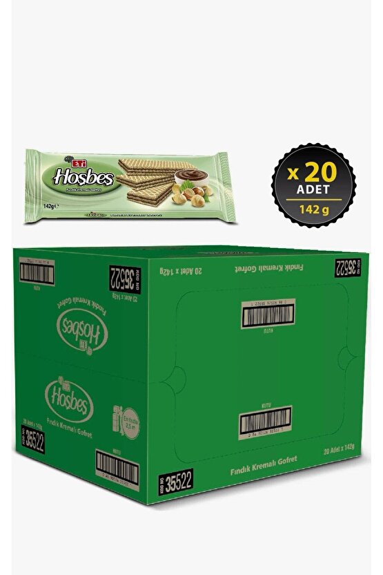 Hoşbeş Fındık Kremalı Gofret 142 G * 20 Adet