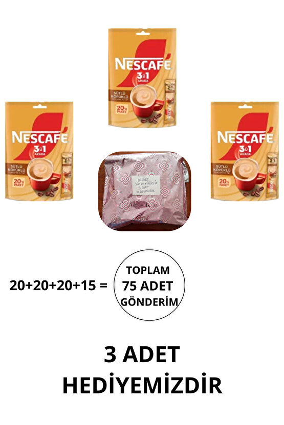 3ü 1 Arada Sütlü Köpüklü Kahve 17.5gr 72li Paket