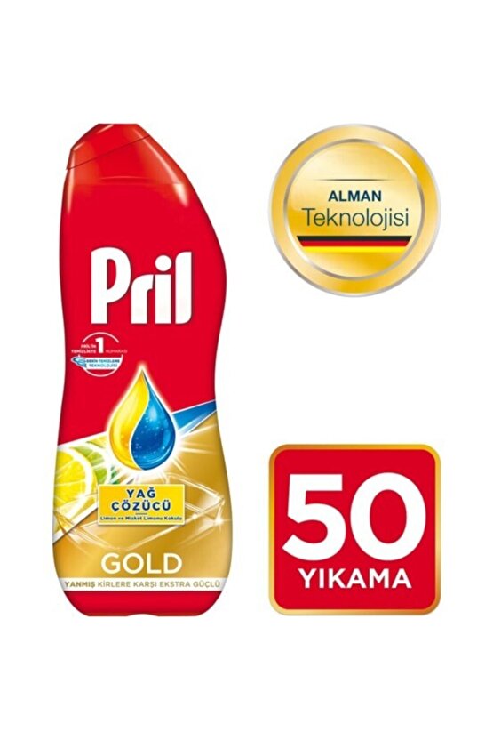 Gold Jel Sıvı Bulaşık Makinesi Deterjanı Yağ Çözücü Limon ve Misket Limonu Kokulu 50 yıkama
