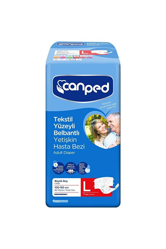 Bel Bantlı Yetişkin Hasta Bezi 7 Adet  L Bel Ölçüsü : 100 - 150 Cm