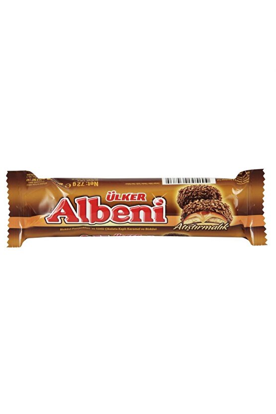 ALBENİ Atıştırmalık - Sütlü Çikolata Kaplı Karamel ve Bisküvi - 72 gram - 24 Adet
