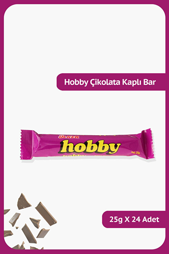 HOBBY - Sütlü Kokolin Kaplamalı Kakaolu ve Fındıklı Bar - 25 gram - 24 Adet