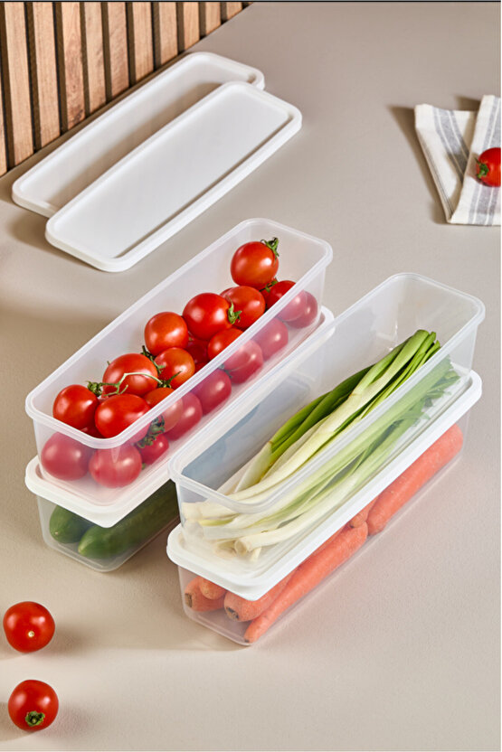 3lü Vakumlu Erzak Saklama Kabı Bakliyat Kabı Buzdolabı Düzenleyici 3x1400ml