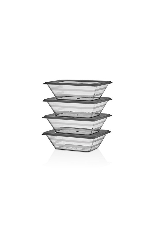4lü Mini Prizma Saklama Kabı Erzak Kabı Dolapiçi Organizer 4x300 ml
