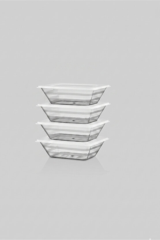 4lü Mini Prizma Saklama Kabı Erzak Kabı Dolapiçi Organizer 4x300 ml