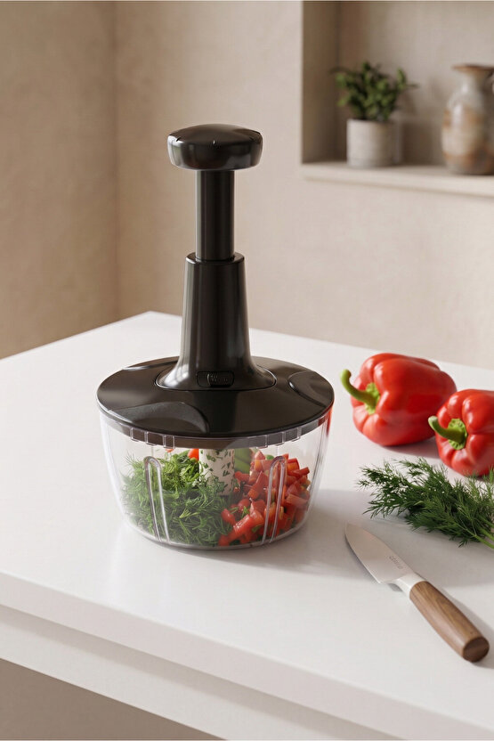 3 Bıçaklı Pratik El Rondosu Paslanmaz Çelik El Robotu Doğrayıcı Rondo 1,5 L