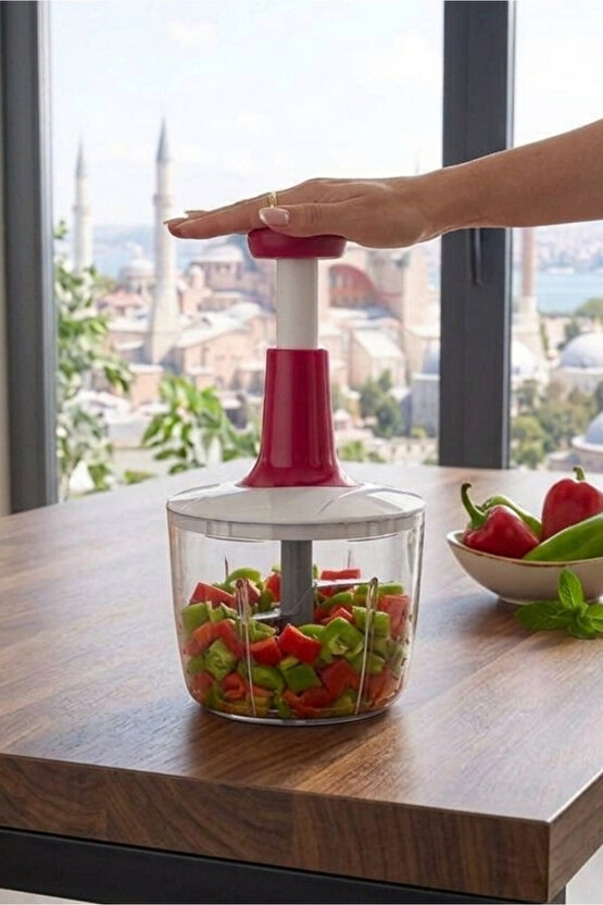 5 Bıçaklı Pratik El Rondosu Paslanmaz Çelik El Robotu Doğrayıcı Rondo 2,5 L