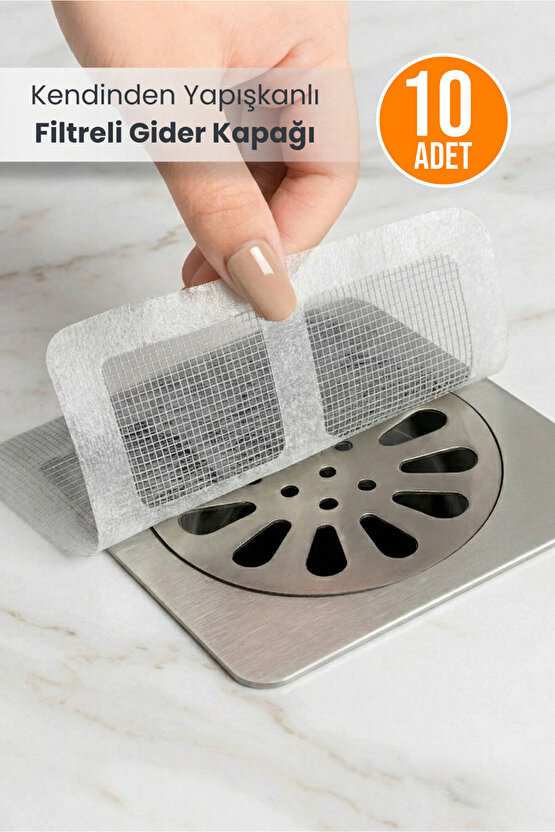 10 Adet Kendinden Yapışkanlı Filtreli Gider Önleyici Kapak Tıkanıklık Önleyici Gider Süzgeci