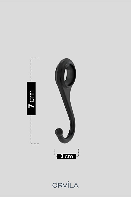 Siyah Metal Mutfak Ve Banyo Askısı 6 Kancalı Askı Demiri 42 Cm Çubuk