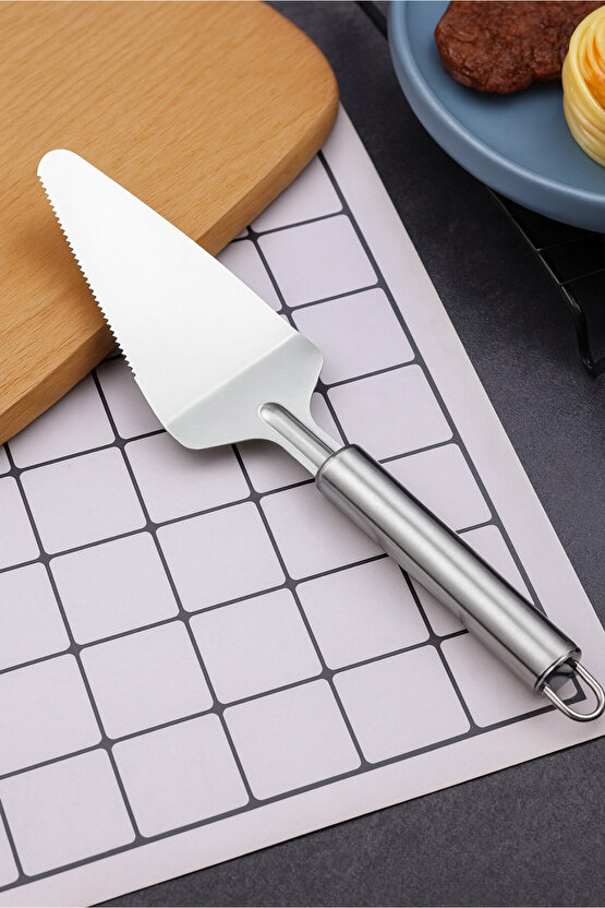 Paslanmaz Çelik Çok Amaçlı Pasta & Pizza Spatulası - Dilimleme Ve Servis - Tırtıklı