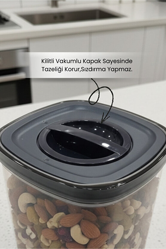 6lı Locko Kilitli Sızdırmaz Saklama Kabı Vakumlu Erzak Kabı 2L