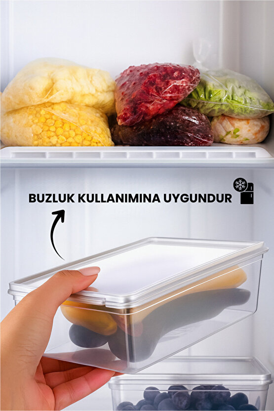 10’lu Kapaklı Saklama Kabı Seti – Düzenleyici - 1 Litre, Buzdolabı ve Derin Dondurucu Uyumlu