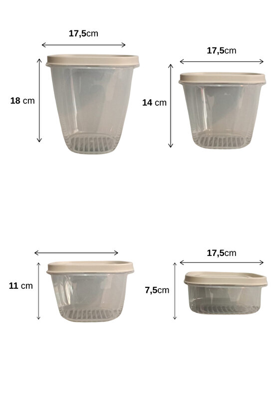 Kırmızı 4lü Vakumlu Sızdırmaz Kapaklı Saklama Kabı Erzak Düzenleyici Set 1L, 1,5L, 2L, 2,5L