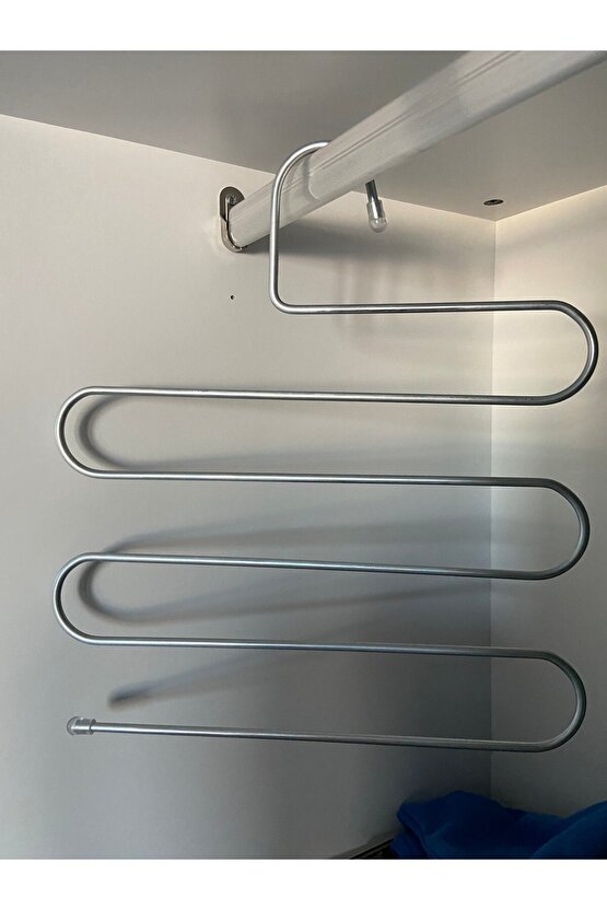 Dekoratif Metal Dolap Içi Krom Askı Pantolon Askısı Çoklu Askılık