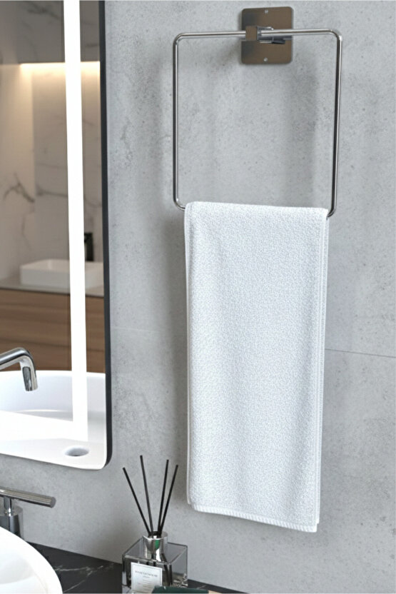 Yapışkanlı Krom Havluluk Kare Banyo Pratik Havluluk