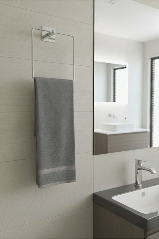 Yapışkanlı Krom Havluluk Kare Banyo Pratik Havluluk