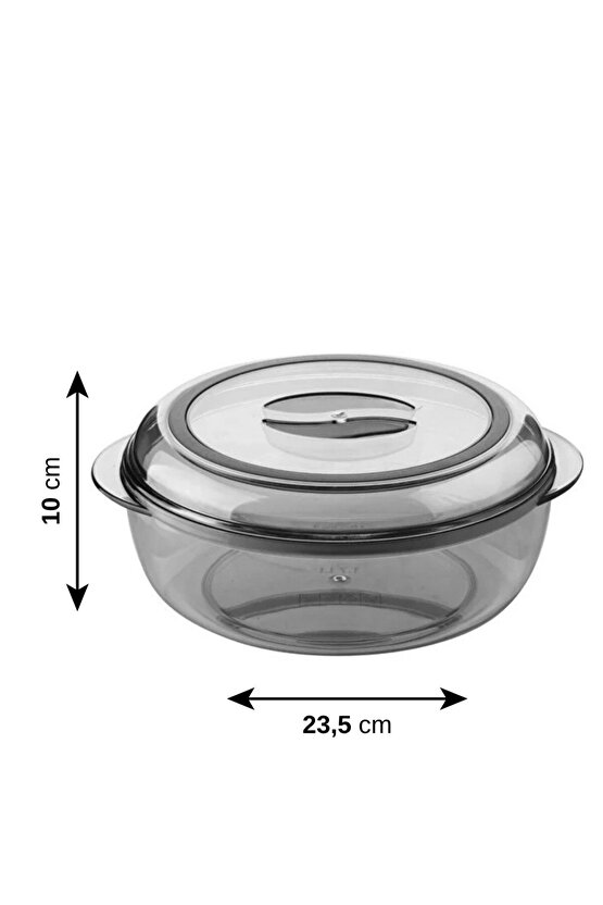 Yuvarlak Contalı Kapaklı Saklama Kabı - 1750 ml - Antrasit