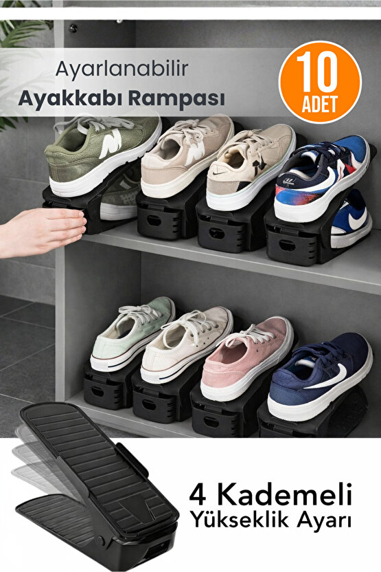 10 Adet - Ayarlanabilir Kademeli Ayakkabı Rampası