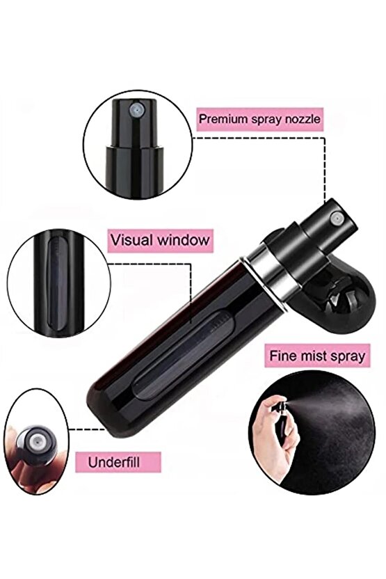 Taşınabilir Mini Parfüm Şişesi Çanta Cep Araç İçi Boy - Doldurulabilir Boş Şişe 5 ml.