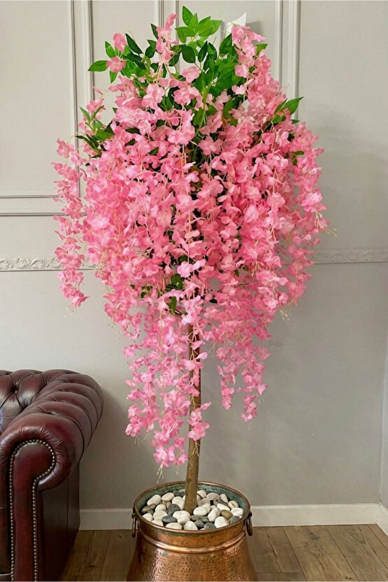 12 Adet Yapay Akasya Çiçeği Sarkıt Süsleme Söz Nişan Konsept Demeti (3 Dallı) - Pembe