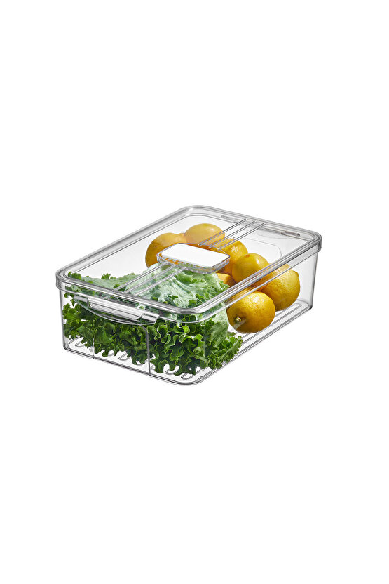 4x Adet Füme Frostora 5 LT Saplı Buzdolabı Organizeri & Saklama Kabı & Düzenleyici