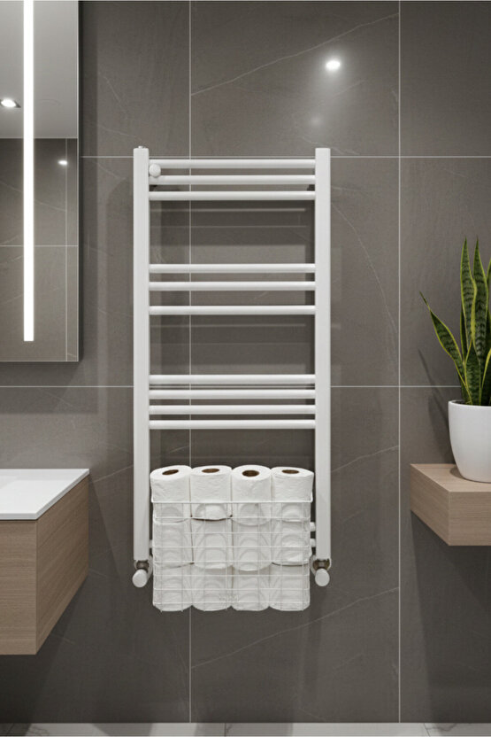 Asılabilir Havlupan Düzenleyici Banyo Havluluk Kurutma Sepeti Tuvalet Kağıdı Organizer Beyaz