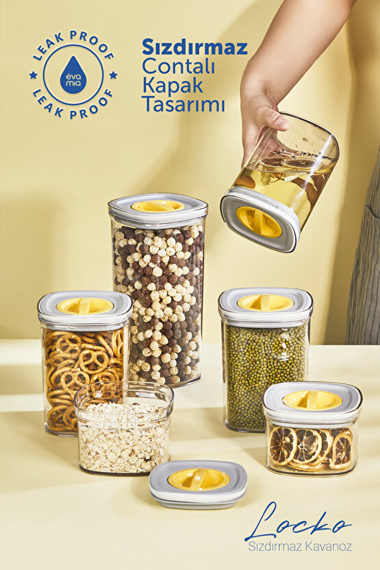6x Adet Şeffaf Locko Sızdırmaz Saklama Kabı 2LT & Erzak Kabı