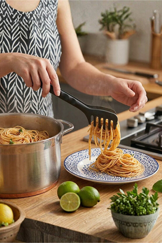 Yanmaz Yapışmaz Yüksek Isıya Dayanıklı Makarna ve Salata Servis Maşası