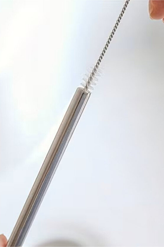 2 Adet Paslanmaz Çelik Pipet ve Temizleme Fırçası