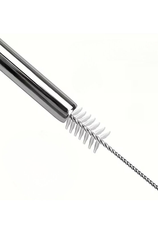 2 Adet Paslanmaz Çelik Pipet ve Temizleme Fırçası