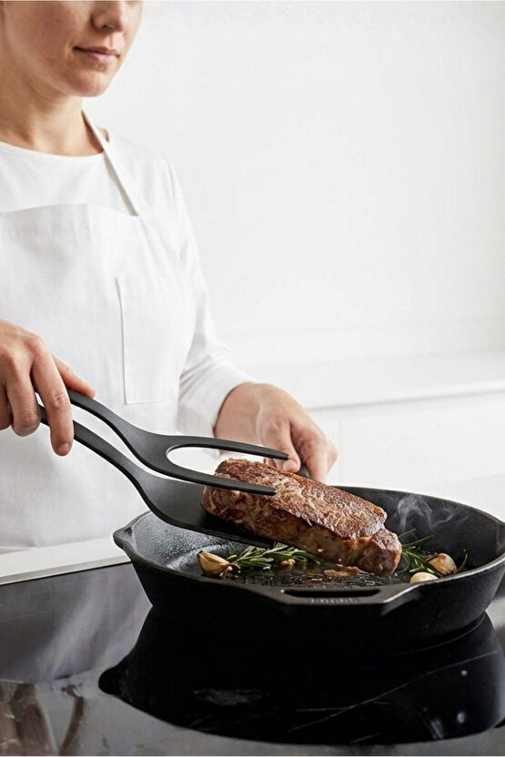 Yanmaz Yapışmaz 220 Derece Dayanıklı Teflon Maşalı Spatula - Spatula Servis Kepçesi